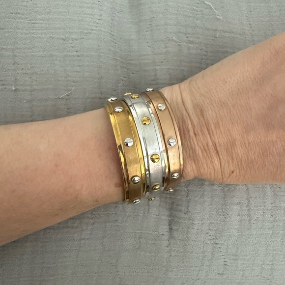 henri bendel Jewelry - Henri Bendel Gold Rose Gold Silver Studded Bracelets